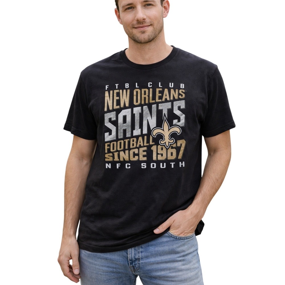 NFL New Orleans Saints T Shirt Mens Size M Black NFC South